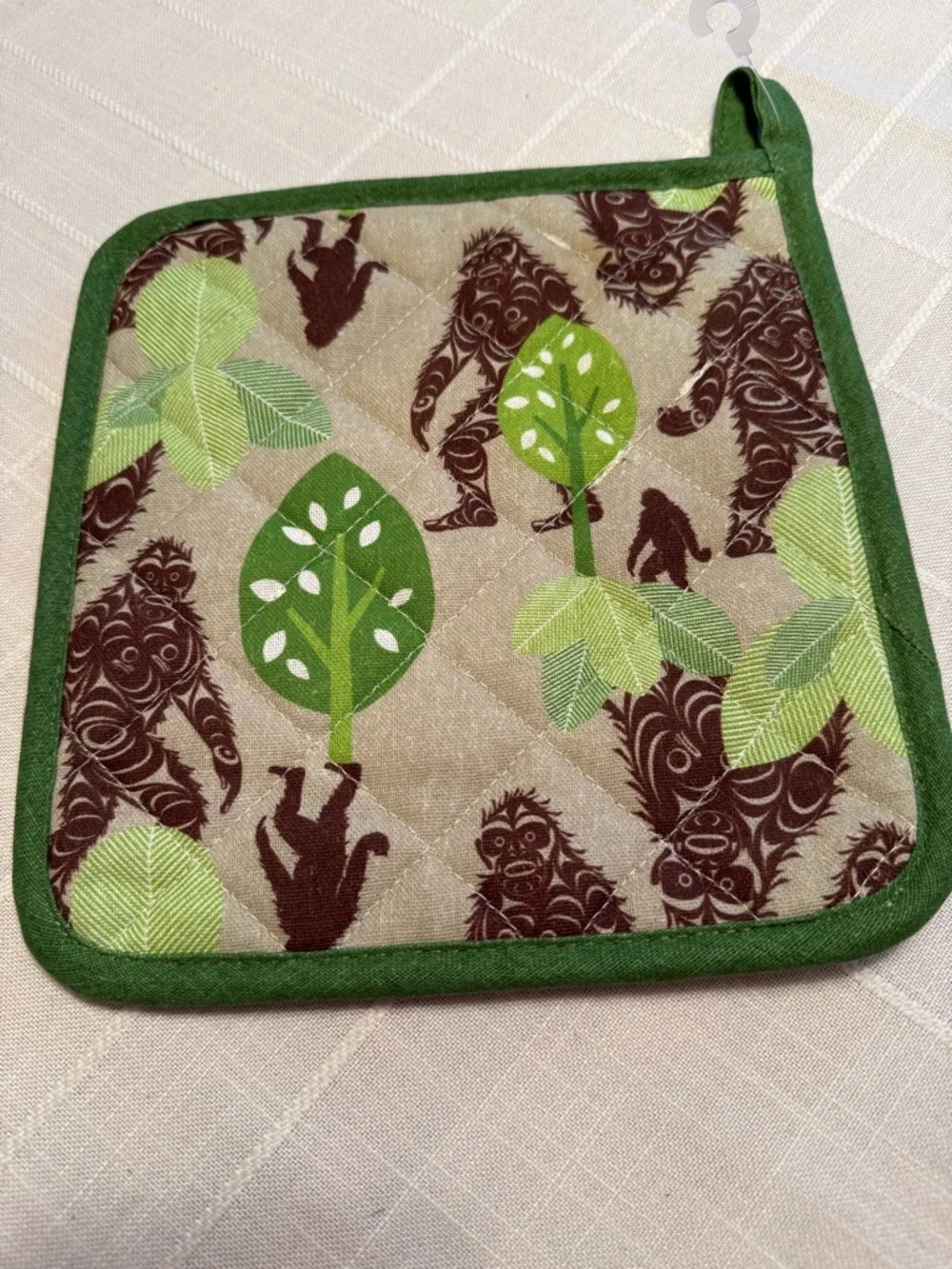 Northwest Green & Brown Sasquatch Quilted Potholder